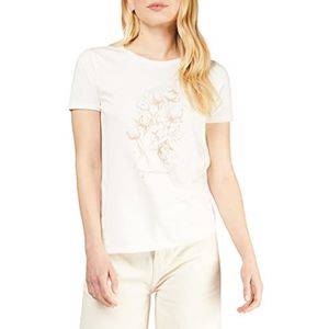 People Tree Bedrukt T-shirt van katoen, voor dames, wit/bruin (eco white), 36, wit/bruin (eco white)