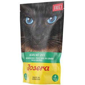 JOSERA Kippennet met eend (16 x 70 g), graanvrij kattenvoer met netstukken, super premium natvoer voor volwassen katten, 16 stuks
