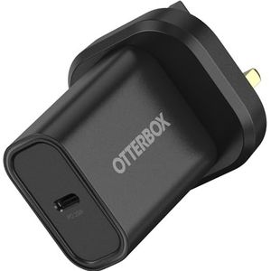 OtterBox Standard UK 20W USB-C PD wandoplader, Fast Charger voor smartphone en tablet, valbestendig, robuust, ultra duurzaam, zwart, levering zonder verpakking