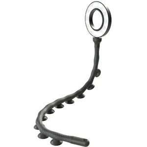 DigiPower Flexibele 3"" twist ringlamp met 10 zuignappen voor optimale grip op pc, laptop, tablet en spiegel in zwart