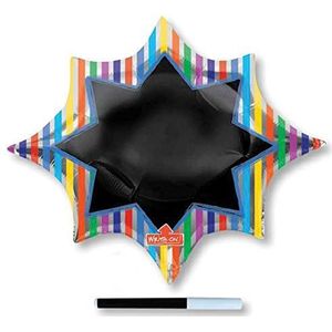 amscan - Zwart gestreept bord met luchtballon van aluminium, 1 stuk, 10087599