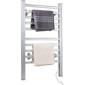 Dirt Devil Elektrische handdoekradiator, vrijstaande badkamerradiator, wandradiator, radiator met 10 stangen, handdoekradiator voor het drogen en verwarmen van kleding, aluminium