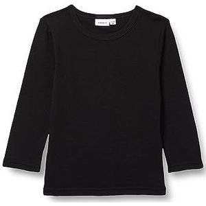 Name It Nmmwang Wool Rib Ls Top XXIII T-Shirt À Manches Longues Garçon, Noir, 110