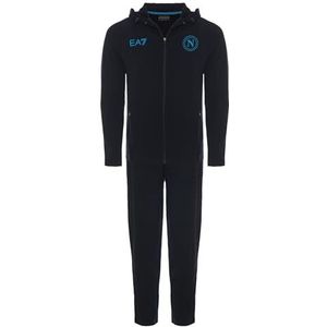 SSC Napoli Wintertrainingspak blauw, EA7, officieel product, hoodie, ritssluiting, stijlvol SSCN-logo, S