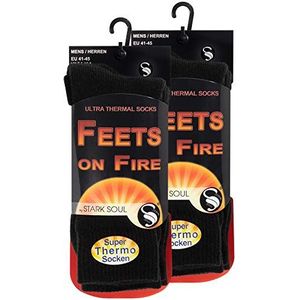 STARK SOUL Feets on Fire - Set van 2 paar ultra thermische herensokken - EU 41-45, 2 paar zwarte handschoenen.