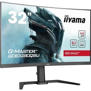 Iiyama G-Master Red Eagle GCB3280QSU-B1 Curved 80 cm 31,5 inch VA LED Gaming Monitor WQHD HDMI DP USB 3.0 0,2ms 165Hz HDR FreeSync hoogteverstelling