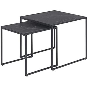 AC Design Furniture - Ingelise - Bijzettafel - Zwarte Marmerlook - Set van 2