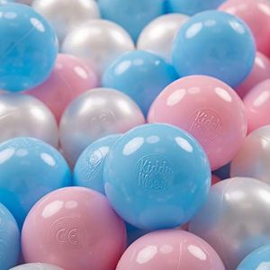 KiddyMoon 700 x 7 cm, speelballen voor ballenbakken, gemaakt in EU, blauw/roze/parel
