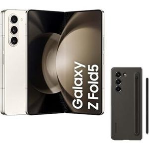 SAMSUNG Galaxy Z Fold5, 256 Go + étui avec S Pen - Téléphone portable pliable avec IA, Smartphone Android libre, 12 Go de RAM, appareil photo haute résolution, beige (version espagnole)