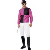Smiffys Jockey-kostuum met top, broek, overschoen, hoed en bril, maat L, zwart/roze