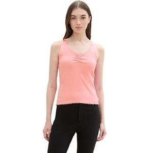 TOM TAILOR Denim 1041449 Basic tanktop met plooien voor dames (1 stuk), 35361 - Roze Shell