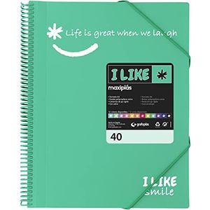 Grafoplás 39224036 ordner A4, 40 hoesjes, polypropyleen I Like Smile, turquoise