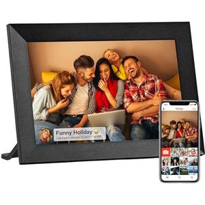 HIYAA Digitale fotolijst met wifi, 10,1 inch, geïntegreerd 32 GB geheugen, 1280 x 800 IPS LCD-touchscreen, eenvoudig foto's en video's delen via de Frameo-app