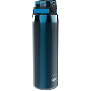 Ion8 Lekvrije 1 liter Waterfles, Roestvrij Stalen, Blauw