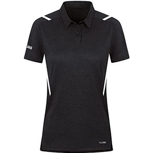 JAKO Poloshirt Challenge voor dames, zwart gemêleerd/wit