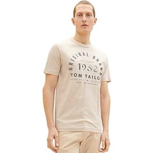 TOM TAILOR Heren T-Shirt 31509 - Caramel Beige Fine Stripe, M, 31509 – caramel beige fijne streep