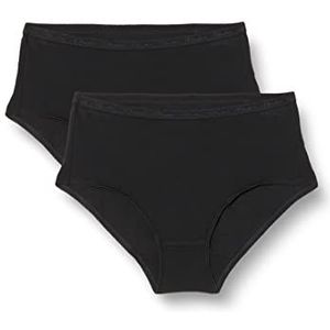 Playtex midi-broekje, biologisch katoen, zeer comfortabel, voor dames (2 stuks), zwart.