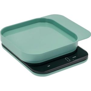 Rosti Mensura Digitale keukenweegschaal met schaal en tarra-functie, maximaal gewicht 10 kg, 16,5 x 20,3 x 3,5 cm, Scandinavisch groen