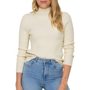 ONLY Onlkatia Ls Fit dames gebreide trui met opstaande kraag, grijze witte pet / details: mix, L, Grijze witte pet / details: mix