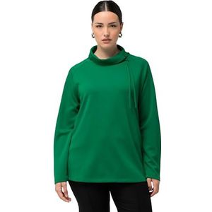 Ulla Popken Sweat-shirt doux à col montant avec fermeture éclair, vert, 52-54