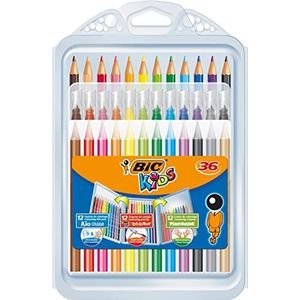 BIC Kids 8877011 Schilderset voor kinderen – 12 viltstiften, 12 kleurpotloden, 12 krijt, 36 stuks