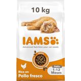 IAMS Vitality - Super Premium droogvoer kittens – smakelijke complete uitgebalanceerde – bevordert groei en vitaliteit – met verse kip – zonder GMO kleurstoffen met kunstmatige aroma – hersluitbare