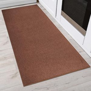 Comart, Tapijt voor de keuken, antislip rubberen onderkant, absorberend, polyester gevlochten, elegant, duurzaam, gangtapijt, wasbaar, bruin, 50 x 120 cm
