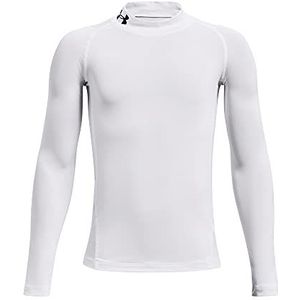Under Armour Boys' Heatgear Armour Mock shirt met lange mouwen voor meisjes, wit/zwart (100)