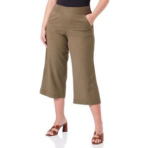 KAFFE Women's Casual Trousers Culotte Pants Cropped Length Straight Legs Femme, Burnt Olive, 44
