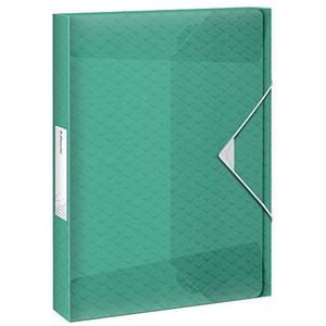 Esselte - Opbergbox A4, inhoud 350 vellen, rug 40 mm, transparante opbergtas voor documenten, thuis/kantoor, motief textuur, kleur Breeze, groen, 6265