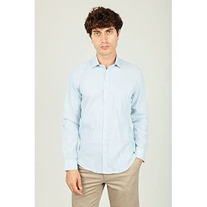 Bonamaison Comfort Fit shirt met lange mouwen button down shirt heren, blauw, XXL, Blauw