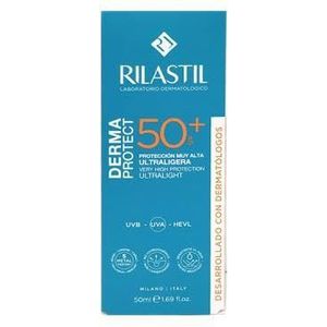 Rilastil Dermaprotect 50+, zonwering, beschermt de huid tegen UVB, UVA en blauw licht, hydrateert en voorkomt veroudering, geschikt voor alle huidtypes, 50 ml