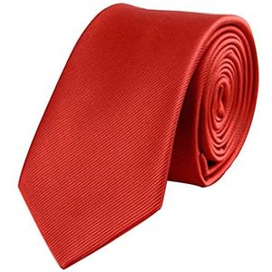 ATETEO Effen dunne stropdas voor heren, 6,1 cm, herenstropdas, E-Rood
