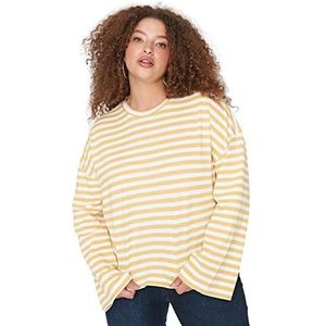 Trendyol Trendyol Standaard gebreid T-shirt met ronde hals voor dames, dameshemd (1 stuk), Mink