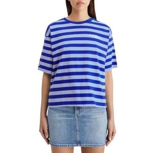 Scotch & Soda Gestreept en kort T-shirt voor dames, Elektrisch blauw gestreept 7013