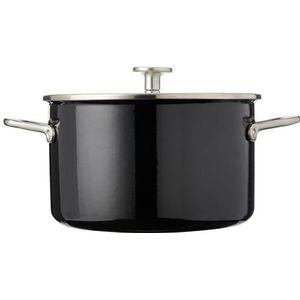 KitchenAid Steel Core kookpan met deksel, 24 cm / 6 liter, geëmailleerd, inductie, vaatwasmachinebestendig, onyx zwart