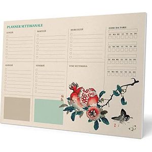 Kokonote Japanse bureauonderlegger A4 Italiaanse versie met dagelijkse kalender, wekelijkse en maandelijkse kalender, bureauplanner, bureau-notitieblok, 54 ongedateerde afneembare vellen, 21,1 x 29,7