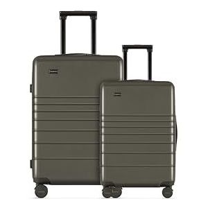 ETERNITIVE - Set van 2 koffers – klein en medium | Reiskoffer van polycarbonaat en ABS | Harde koffer met TSA-slot | 360° rolkoffer, Olijf, Set van 2 koffers (S+M)