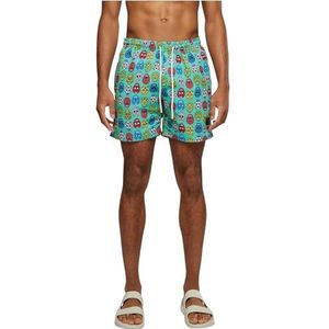 Urban Classics heren zwembroek Pattern Swim Shorts, Calavera Aop, L