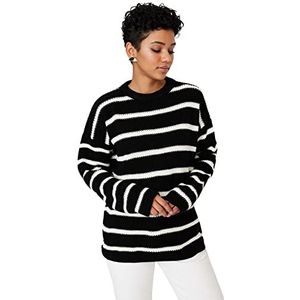 Trendyol Trendyol Gebreide damestrui, normale pasvorm, sweatshirt, dames, 1 stuk, zwart.