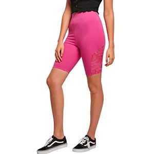 Urban Classics Dames High Waist Lace Inset Cycle Shorts Zwart, Helder violet