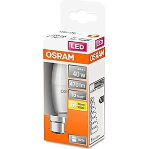 OSRAM LED Star Classic B40 LED kaarsvorm B22d fitting warm wit (2700K) 470 lumen vervangt 40 watt klassieke gloeilampen, 4-pack