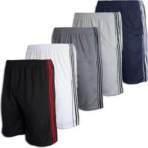 Real Essentials 5 stuks mesh sportshorts voor heren met zakken (S-3X), 5-pack - F Set, L, 5er Verpakking van - Set F