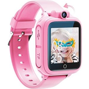 Awatty Smartwatch voor kinderen, speelgoed 3, 4, 5, 6, 7, 8, 9, 10, 11, 12 jaar, 14 spelletjes, kinderhorloge, cadeau voor meisjes en jongens (roze)