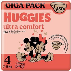 Huggies Ultra Comfort luiers, maat 4 (7-18 kg), 150 luiers, formaat Gigapack