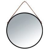 WENKO Ronde wandspiegel Borrone met zwart metalen frame en ophangriem, decoratieve spiegel in vintage design, glas/metaal, Ø 40 cm, zwart