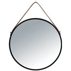 WENKO Ronde wandspiegel Borrone met zwart metalen frame en ophangriem, decoratieve spiegel in vintage design, glas/metaal, Ø 40 cm, zwart