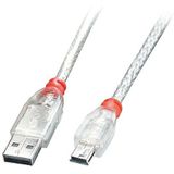 LINDY USB 2.0 kabel A naar Mini-B, transparant, 3 m