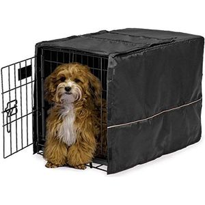 Midwest beschermhoes voor hondenkooi, van duurzaam polyester en katoen, met teflon-coating, zwart