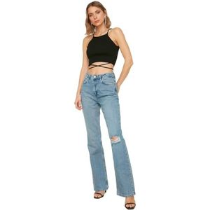 Trendyol Trendyol Damesjeans met hoge taille, uitlopende jeans voor dames, 1 stuk, Blauw